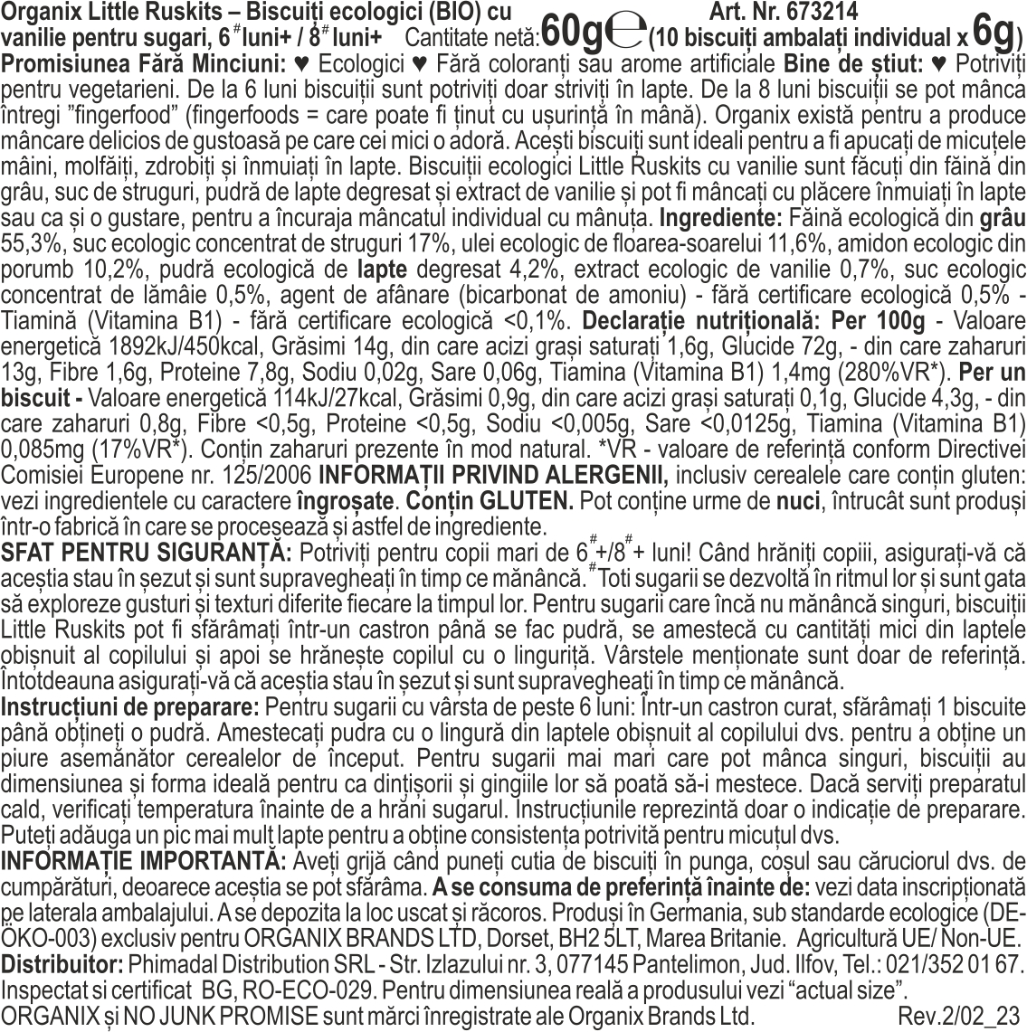 Poza produs BISCUITI ECOLOGICI BIO CU VANILIE PENTRU SUGARI LITTLE RUSKITS 6+ LUNI 60G 673214