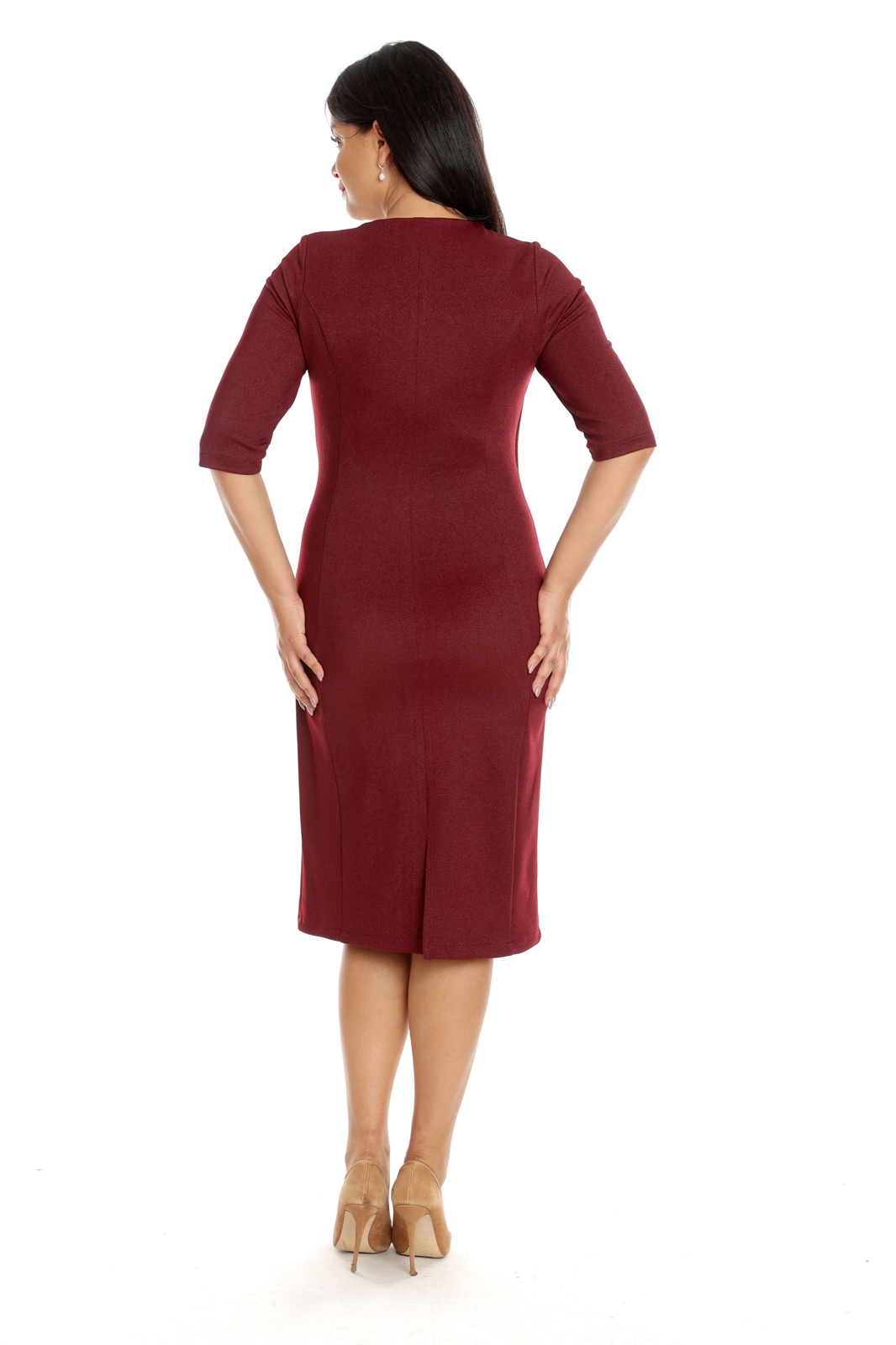Poza produs Rochie pliuri DI23R47B bordo metalizat, Dress to Impress | marimea 36
