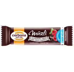Baton musli cu ciolata neagra si zmeura, fara zahar, Cerbona | 20 g