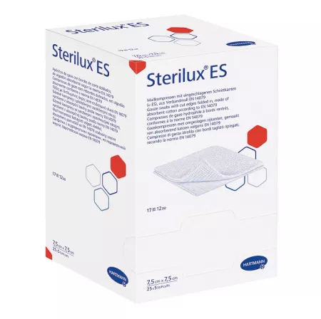 Poza produs Comprese sterile din tifon Sterilux ES, 7,5 x 7,5 cm, Hartmann | 25 plicuri