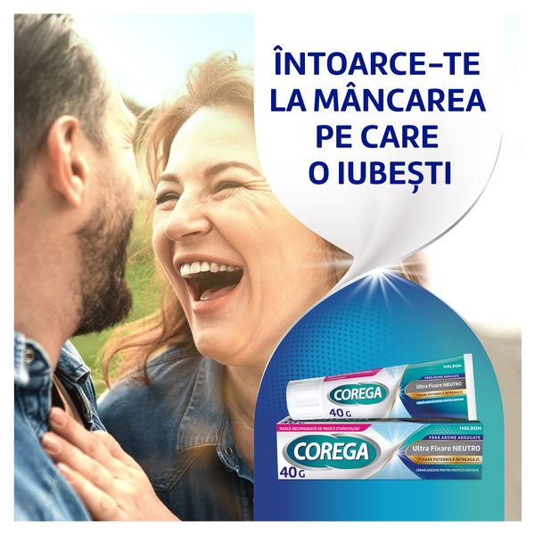 Poza produs Crema adeziva pentru proteza dentara Corega Ultra Fixare Neutro, Haleon | 40 g