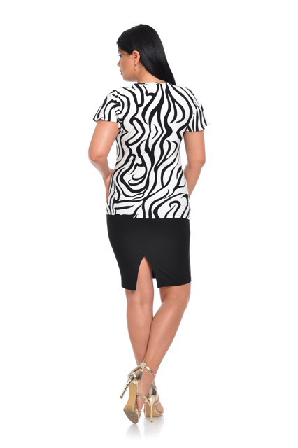 Poza produs Bluza dama CV22055 alb & negru stilizat, Cesy | marimea S