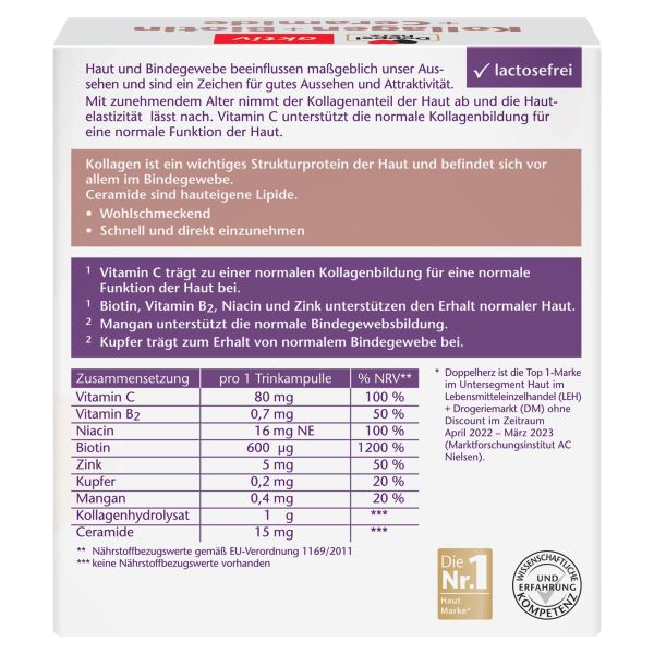 Kollagen + Biotina + Ceramide, Doppelherz Aktiv | 10 flacoane — poza produs 2/4