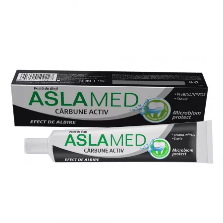 Poza produs Pasta de dinti cu carbune activ AslaMed, Farmec | 75 ml