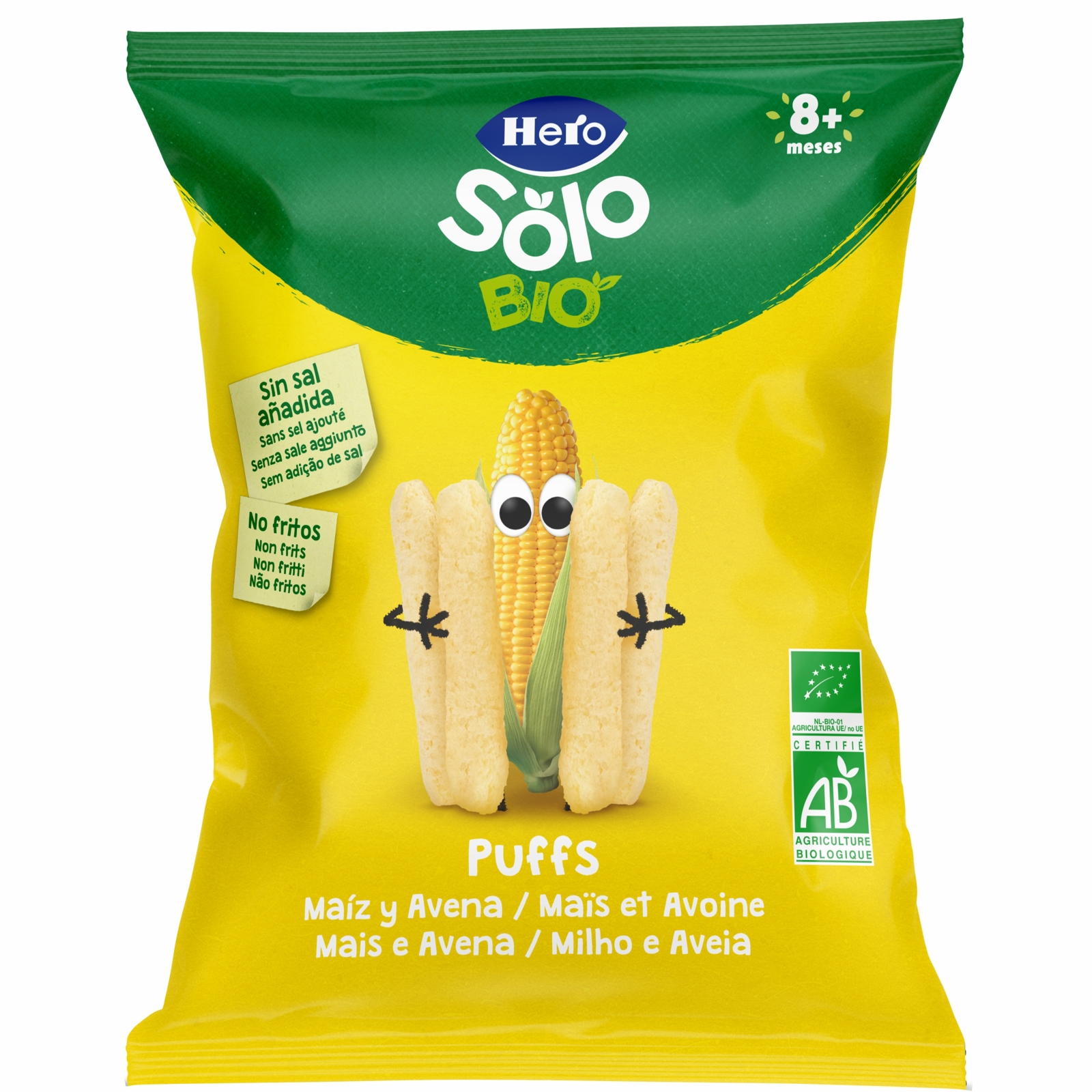 Poza produs HERO SOLO SNACK PORUMB SI OVAZ 25G ECO 8LUNI+ 29916