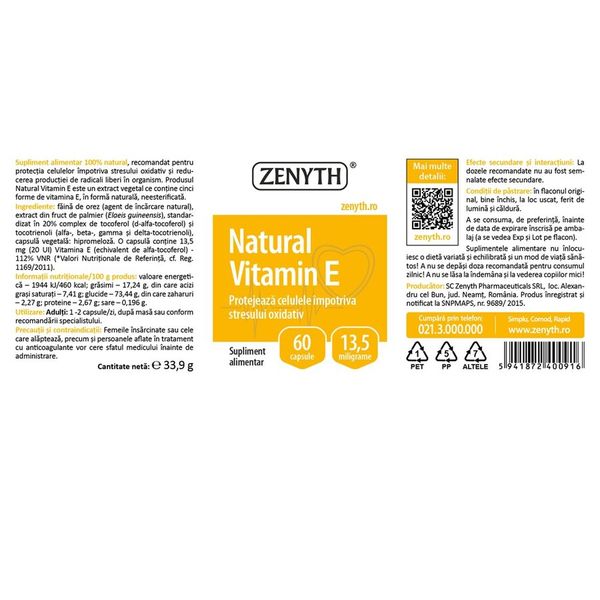 Vitamina E 13,5 mg, Zenyth | 60 capsule — poza produs 4/4