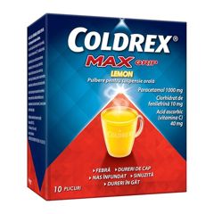 Coldrex MaxGrip Lemon pulbere pentru solutie orala, Perrigo | 10 plicuri