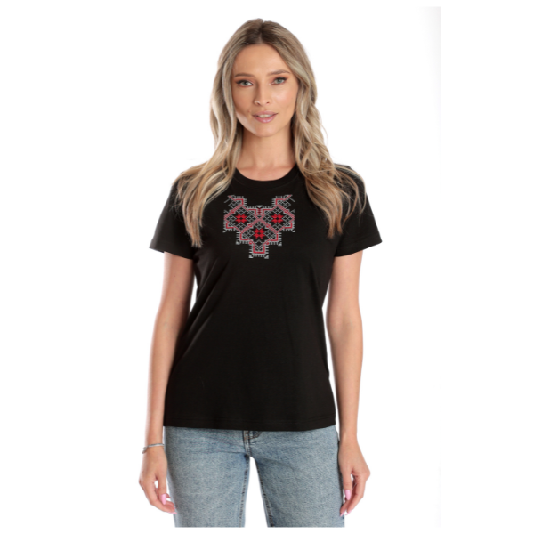 Poza produs Tricou broderie dama DV24TB03 negru traditional, Dress to Impress | marimea S