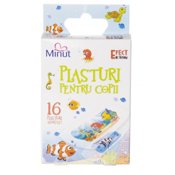 Poza produs Plasturi pentru copii asortati, tatuaj X 16 Buc, Minut