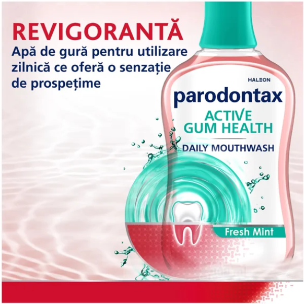 Poza produs Apa de gura Parodontax Active Gum Helth Fresh Mint, Glaxo | 500 ml