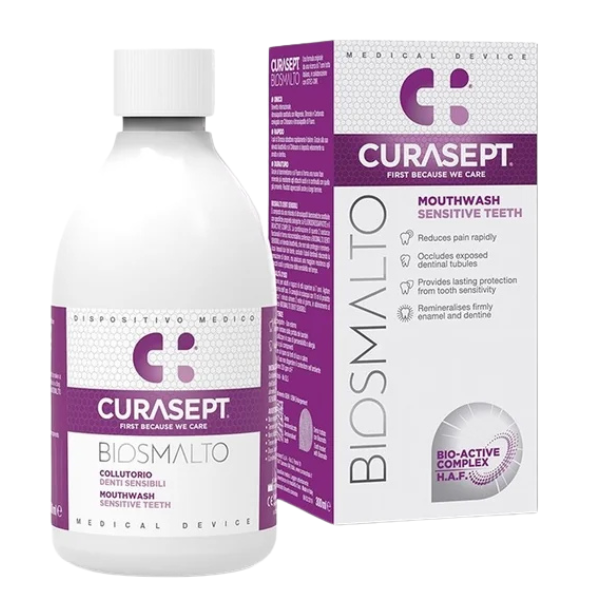Poza produs Apa de gura senzitive Biosmalto, Curasept | 300 ml