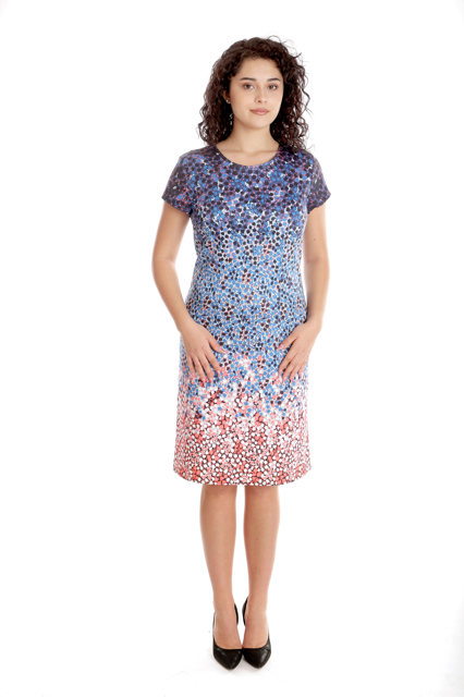 Poza produs Rochie dama CV24039 SIZE albastru/corai, Cesy | marimea XXL