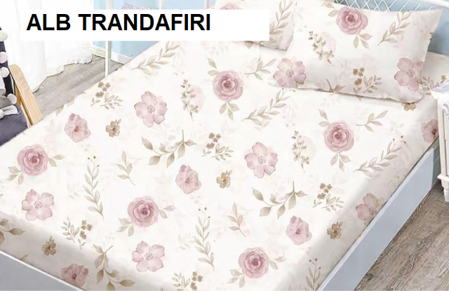 Poza produs Husa de pat Finet + 2 fete de perna alb trandafiri 200x160 cm, Ralex | 1 buc