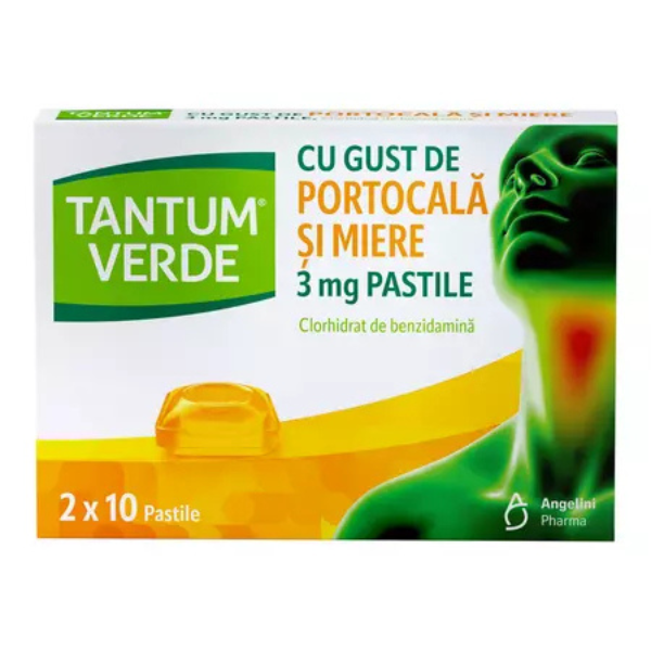 Poza produs Tantum Verde 3 mg cu gust de portocal i miere, Angelini | 20 pastile