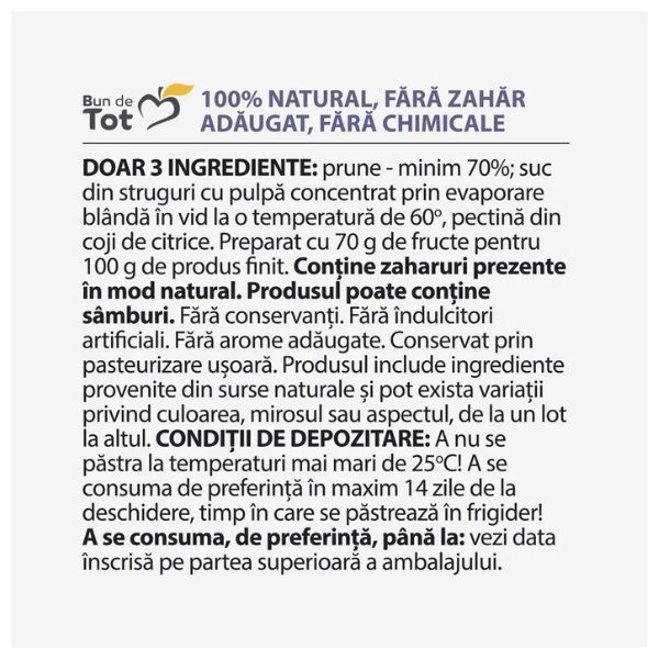 Poza produs Bun de Tot dulceata de prune, fara zahar, Dacia Plant | 360g