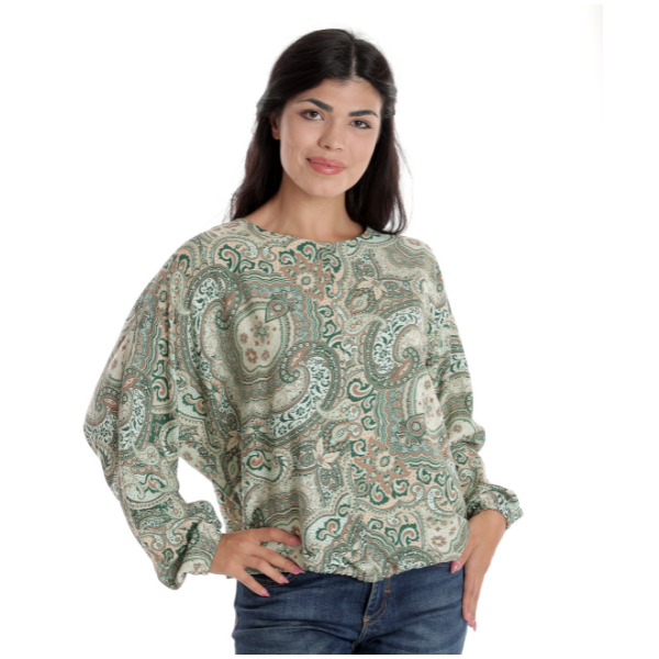 Poza produs Bluza dama ERI23V248 crem/vernil paisley, Eranthe | marimea M
