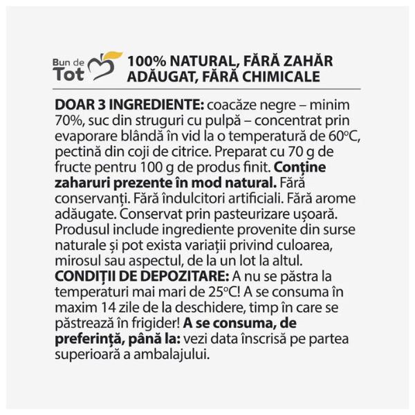 Poza produs Bun de Tot Coacaze Negre dulceata fara zahar, Dacia Plant | 360g