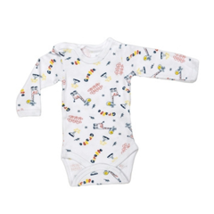 Body 4 capse maneca lunga RB07 alb/imprimeu girafe, Rombaby | 9/12 luni