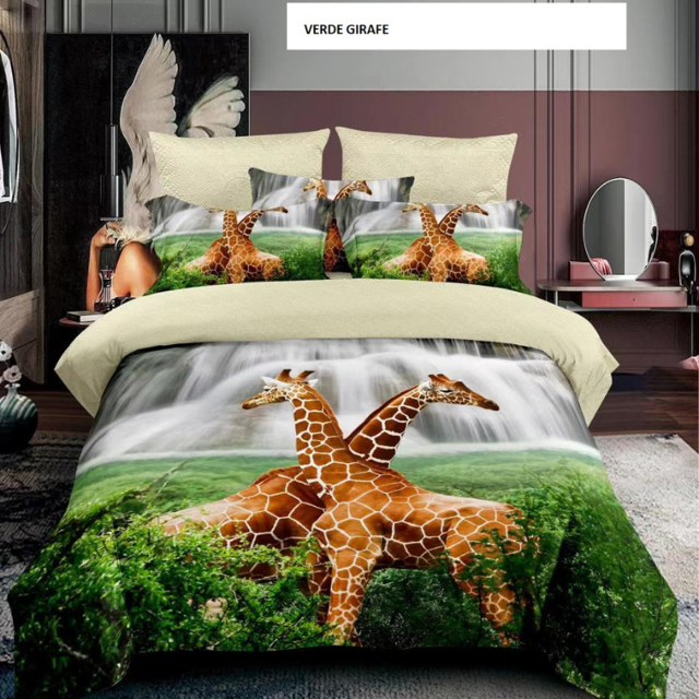 Poza produs Lenjerie de pat FINET 1 persoana verde girafe 160x220 cm, Ralex | 1 buc