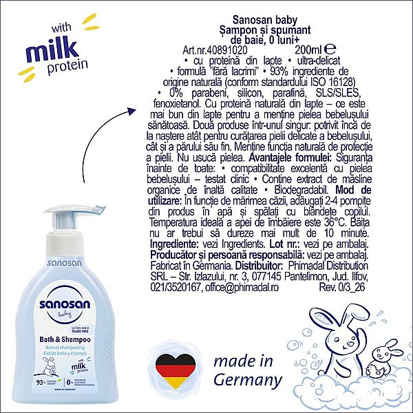 Spumant si sampon pentru copii, Sanosan | 200 ml — poza produs 2/2
