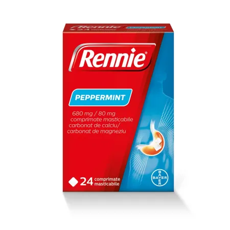 Poza produs Rennie Peppermint, Bayer | 24 comprimate masticabile