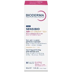 Crema CC pentru piele sensibila cu factor de protectie SPF50+, nuanta Light Tint Sensibio AR+, Bioderma | 40 ml