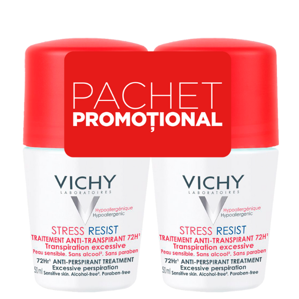 Poza produs Pachet deodorant roll-on antiperspirant Stress Rezist 72 ore, Vichy | 50 ml