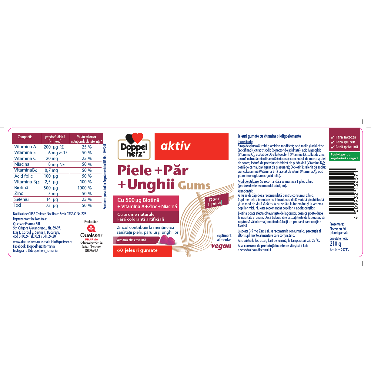 Poza produs Piele + par + unghii, Doppelherz Aktiv | 60 jeleuri gumate