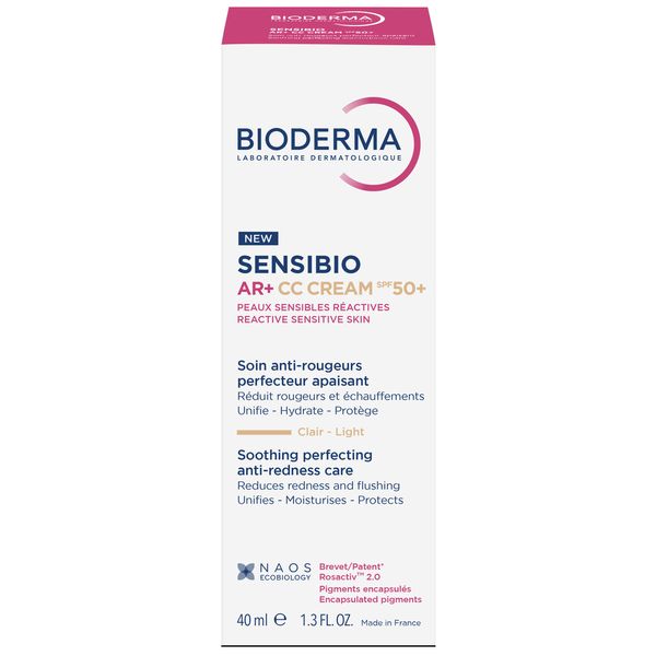 Crema CC pentru piele sensibila cu factor de protectie SPF50+, nuanta Light Tint Sensibio AR+, Bioderma | 40 ml — poza produs 1/14