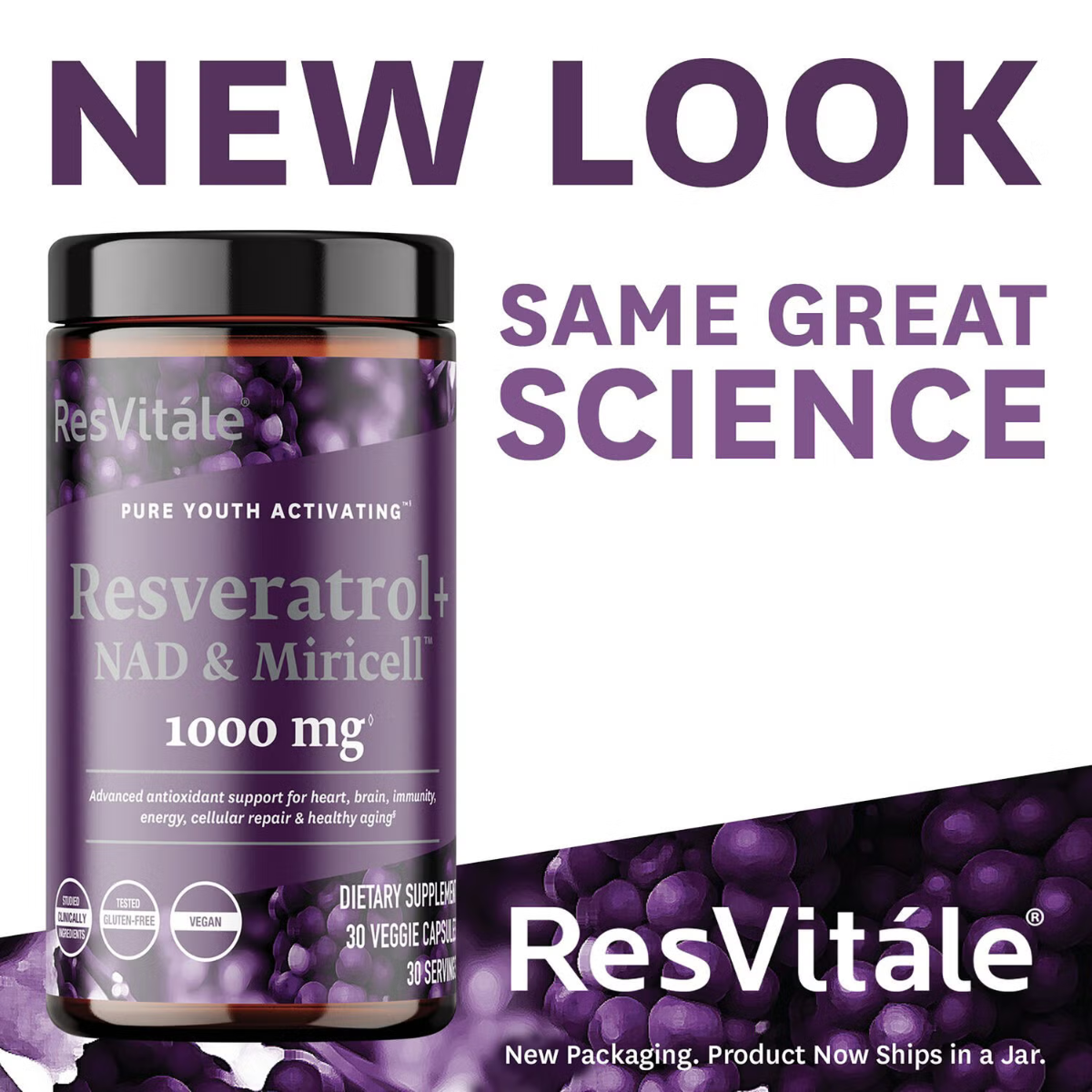 Poza produs ResVitale Resveratrol+ NAD & Miricell, GNC | 30 capsule