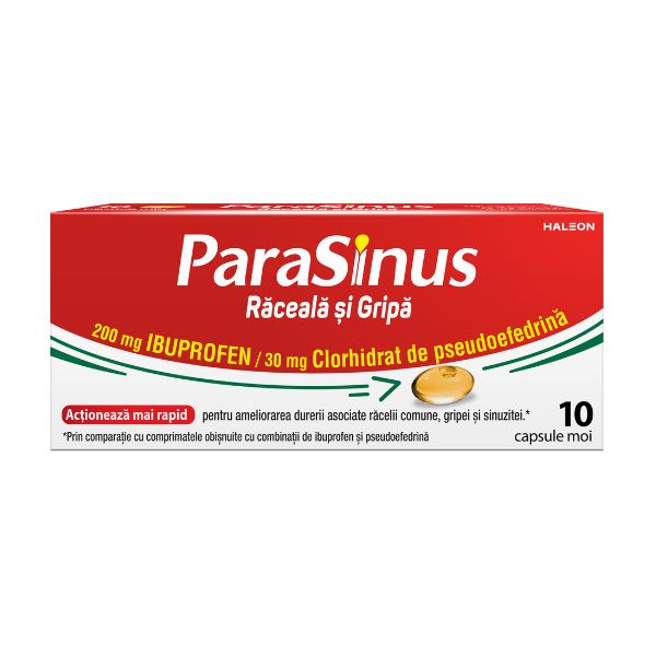 Poza produs ParaSinus Raceala si Gripa, 200 mg/30 mg, Haleon | 10 capsule moi