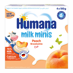 Iaurt cu piersici 6+ luni, Humana | 4 x 100 g
