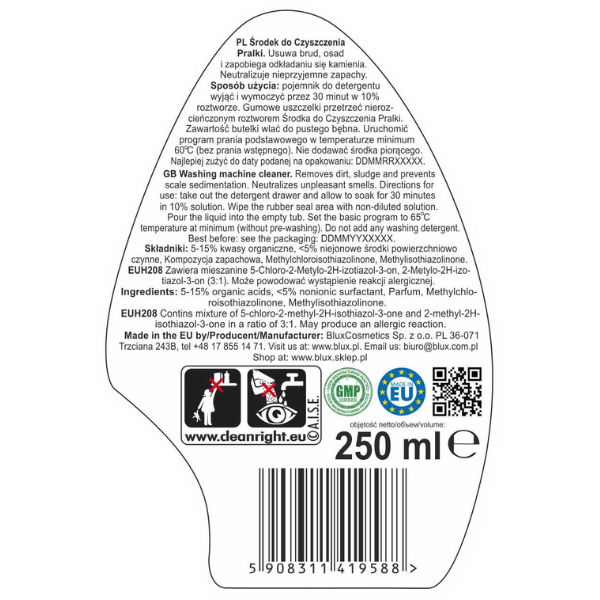 Poza produs Solutie curatare masina de spalat, Blux | 250 ml