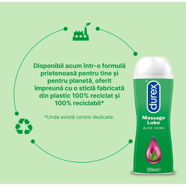 Poza produs Lubrifiant Durex Play 2 in 1 pentru masaj Aloe Vera, Reckitt Benckiser | 200 ml