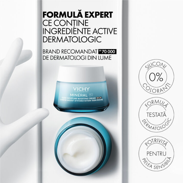 Poza produs Crema intens hidratanta 72h pentru ten uscat Mineral 89, Vichy | 50 ml