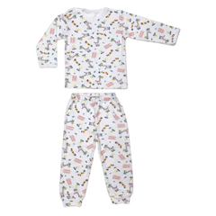 Pijama maneca lunga RB11 alb/imprimeu girafe, Rombaby | 1/2 ani