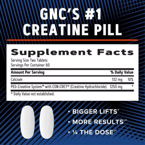 GNC AMP Creatine HCl 189, Creatina Clorhidrat cu Administrare si Absorbtie Rapida | 120 tb — poza produs 7/13
