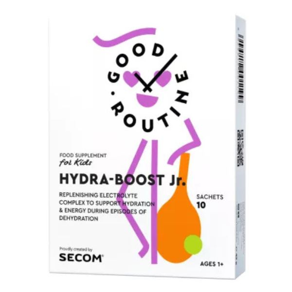Poza produs Hydra-Boost Junior Good Routine, cu gust portocala, Secom | 10 plicuri x 4,2 g