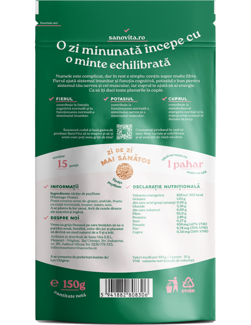 Poza produs Tarate de Psyllium, Sanovita | 150 g