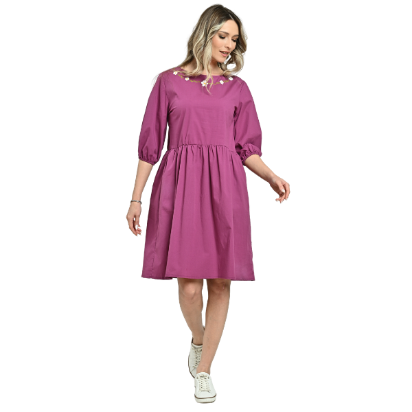 Poza produs Rochie midi cu buzunare ERV24V265 fuchsia/pictura, Eranthe | marimea XL