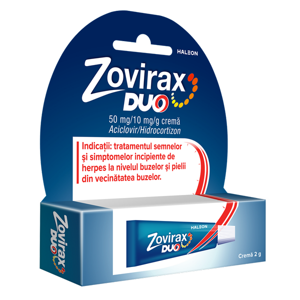 Poza produs Zovirax Duo crema 50 mg/10 mg/g, Haleon | 2 g