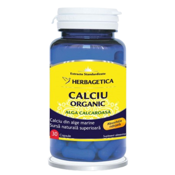 Poza produs Calciu Organic cu alga calcaroasa, Herbagetica | 30 capsule