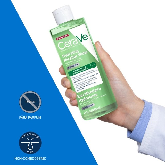 Apa micelara hidratanta pentru ten Normal si Uscat, Cerave | 400 ml — poza produs 6/7