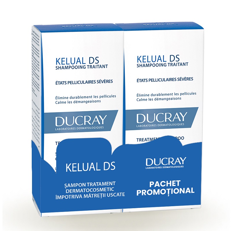Poza produs Pachet Sampon tratament dermatocosmetic anti-matreata Kelual DS, Ducray | 100 ml + 100 ml