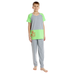 Pijama copii (baieti) AP2521 gri/vernil, Andana | marimea 38 (11/12 ani)