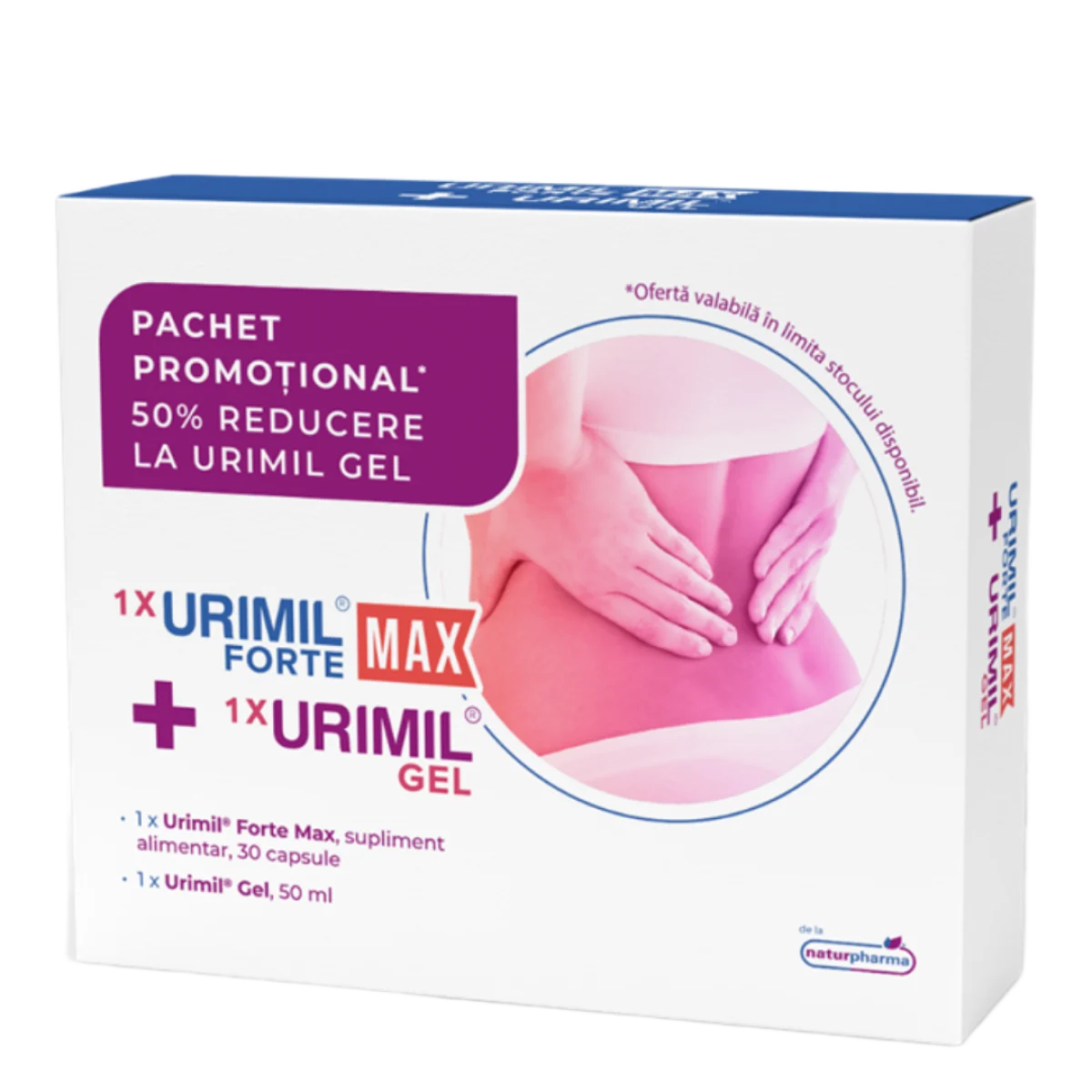 Poza produs Pachet Urimil Forte Max 30 capsule + Urimil gel 50 ml, NaturPharma