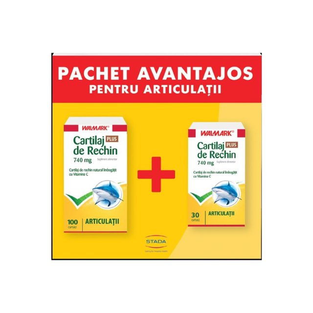 Poza produs Pachet Cartilaj de Rechin Plus 740 mg, Walmark | 100 + 30 capsule