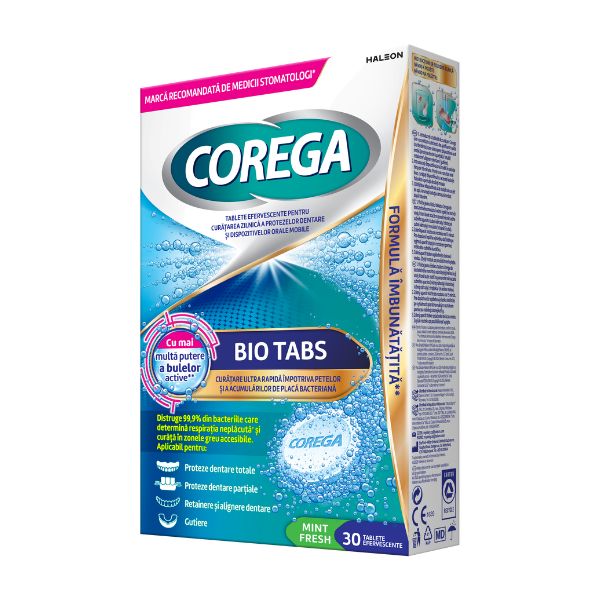 Poza produs Tablete pentru curatarea protezelor dentare Corega Bio Formula, Haleon | 30 tablete