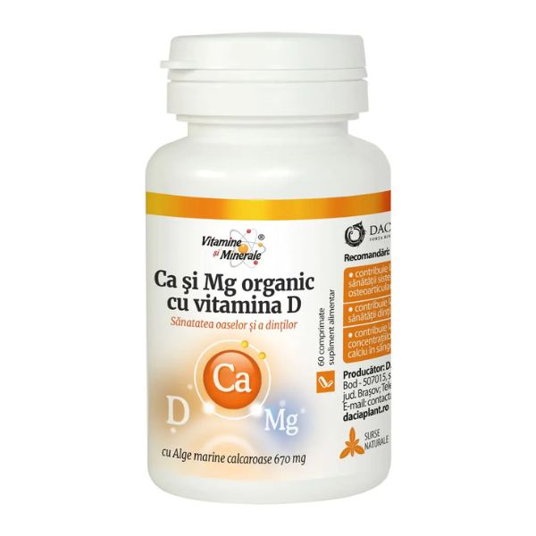 Poza produs Ca si Mg Organic cu Vitamina D, Dacia Plant | 60 comprimate