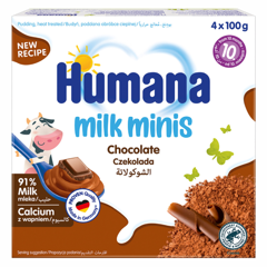 Budinca cu ciocolata Milk Minis 10+ luni, Humana | 4 x 100 g